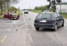 Nakon sudara auto završio na krovu, ozlijeđena osoba prevezena u KBC Osijek