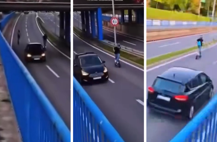 Policija upoznata sa snimkom: romobilist u Osijeku velikom brzinom pretječe automobil
