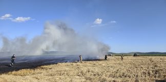 Požar kod Popovca zahvatio pšenicu, strnište, rolo bale slame i kombajn