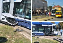 Prometna nesreća u Osijeku: nakon sudara s automobilom tramvaj iskočio iz tračnica